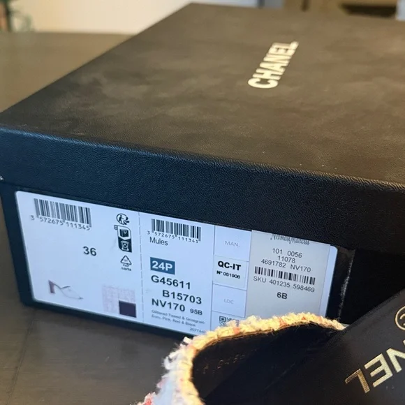 2024 CRUISE CHANEL PINK GLITTERED TWEED MULE 36 - Picture 12 of 13